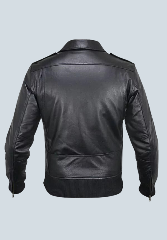 Freeman Retro Black Leather Bomber Jacket